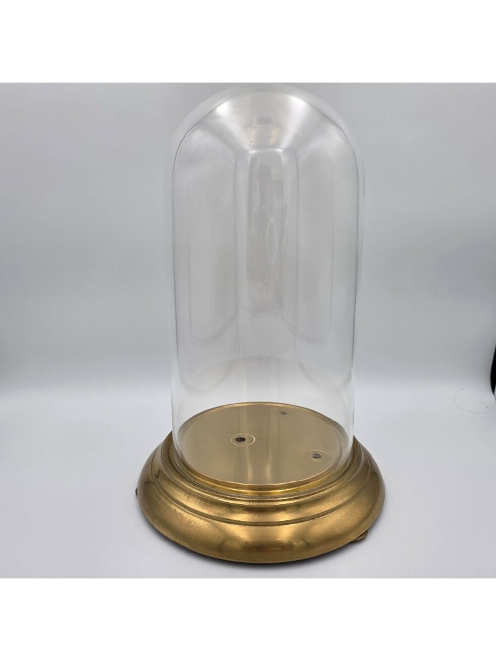 Glass Display Cloche Dome With Gold Base - 11" Tall - Vintage Home Decor